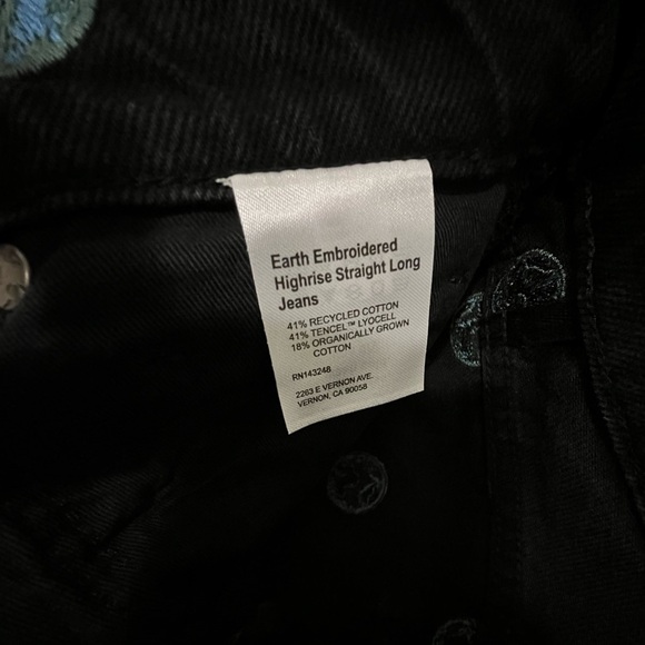 Reformation Black and Blue Polka Dot Straight Leg Jeans - Picture 10 of 11